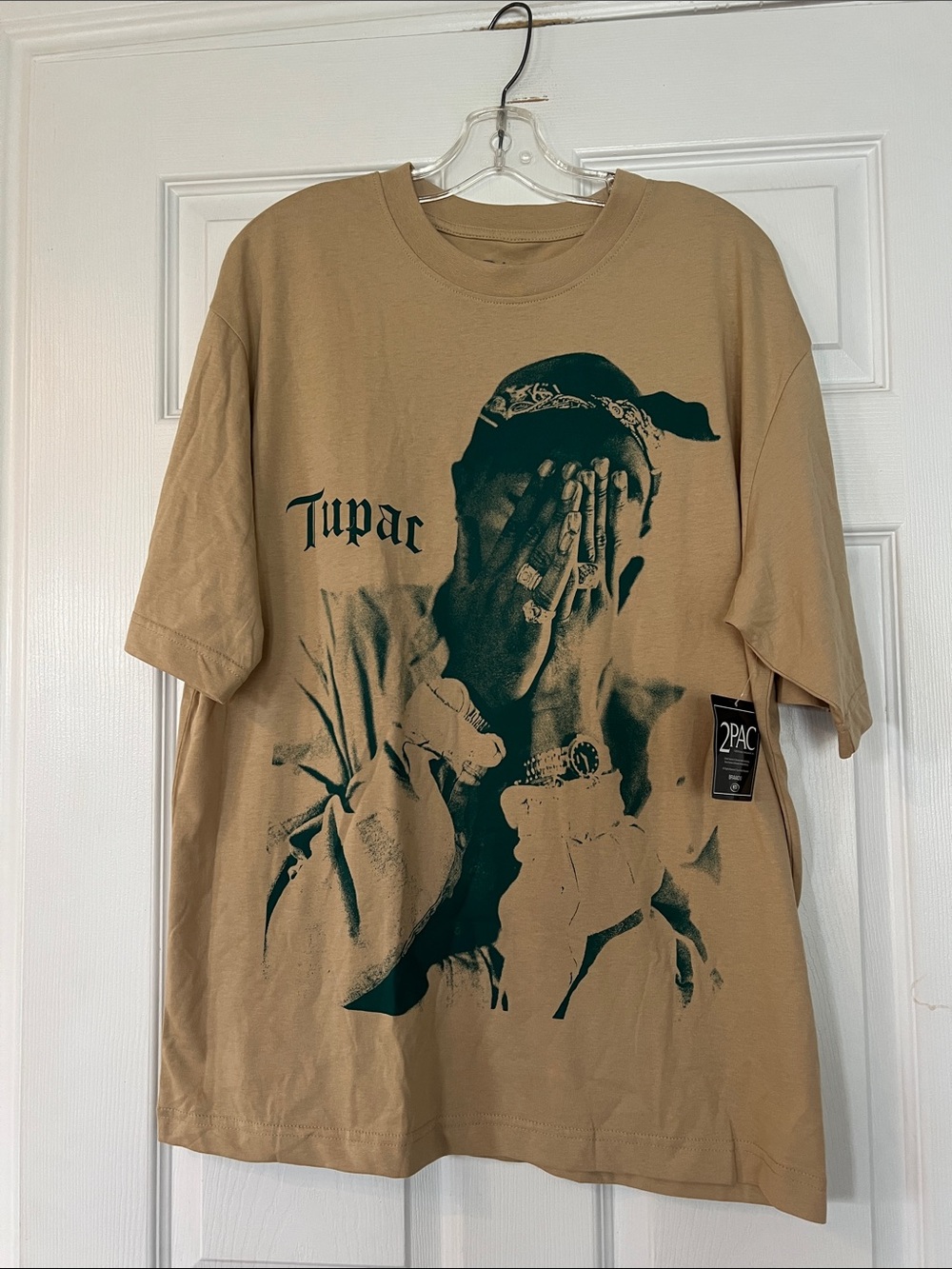 2PAC Tupac Graphic Short Sleeve Tee in Tan